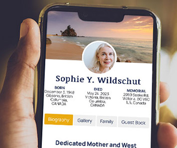 Photo of a mobile phone with the Life's QR website.