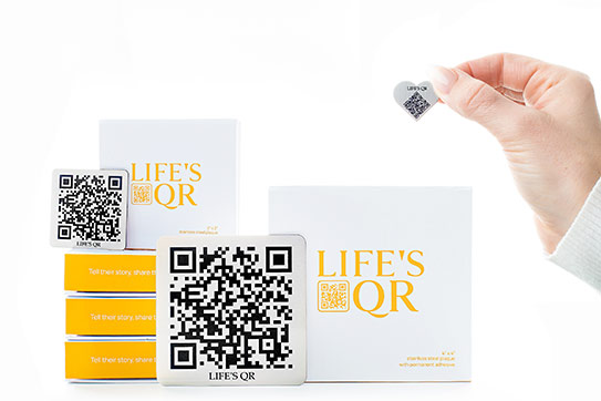 Life's QR Plaques and heart with QR technology