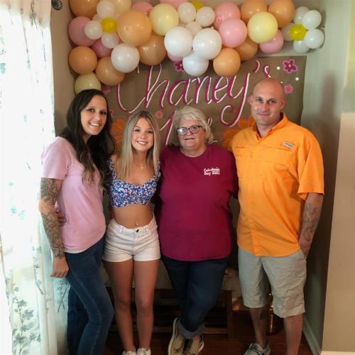 Carley, Chaney, Mawmaw Joann, and Chris