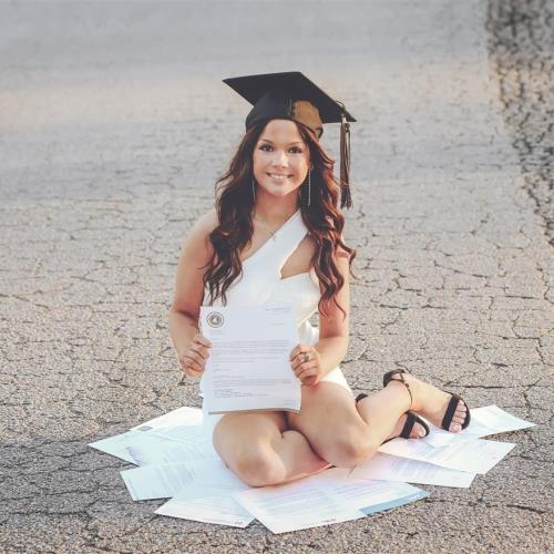 Chaney with her Acceptance Letters