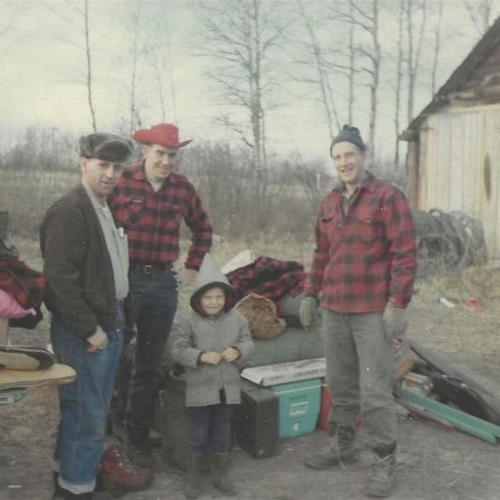 Jim Roney (fur hat) and Herb Fields (red cowboy hat) - Hunting Trip
