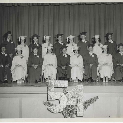 Jim Roney - Graduation Class Photo - 1954; First row; first on left