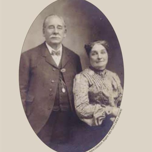 MORTON MAJOR BUCKLEY was one of the most prominent business and civic leaders in Niagara Falls from 1867 until his death in 1907. He is seen here with his wife, Elizabeth, on their 53rd wedding anniversary, January 18, 1905.
