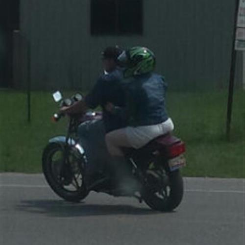 Tori with dad (Tony) on motorcycle July 2014