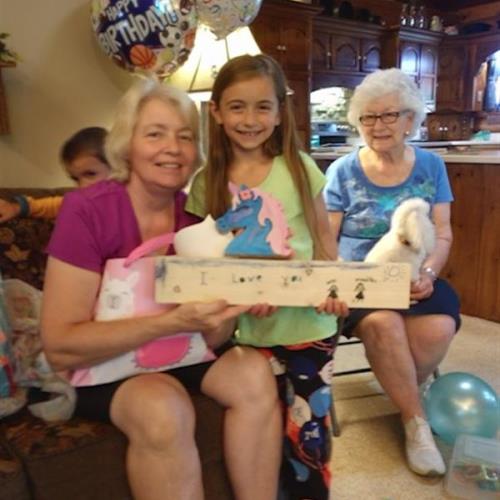 Mesa made this wood plaque for her Grandma, it says 