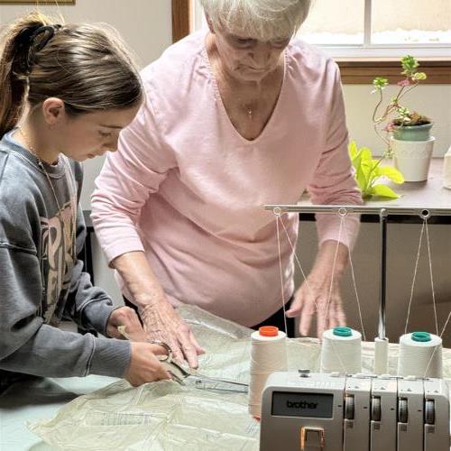 2024 sewing a skirt with her Great-Grandma