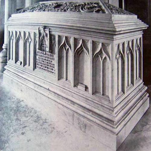Sarcophagus in which lies the body of Bishop Colton - Gospel side of High Altar (rear) later moved to Saint Joseph's RC (Old) Cathedral on Franklin Street