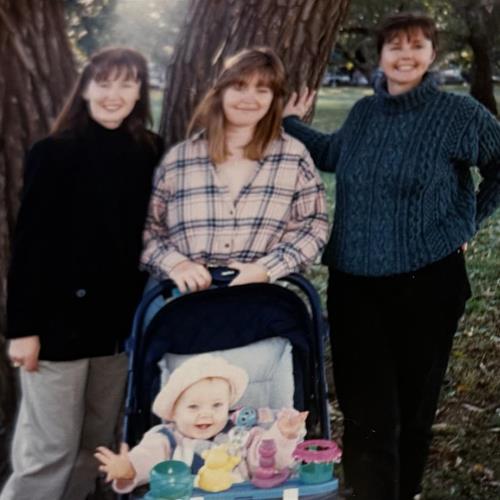 Christine with mom, aunt Maureen and aunt Patricia