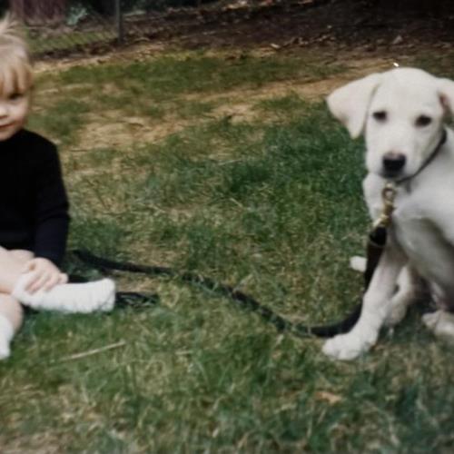 Christine  with Luke  as a puppy