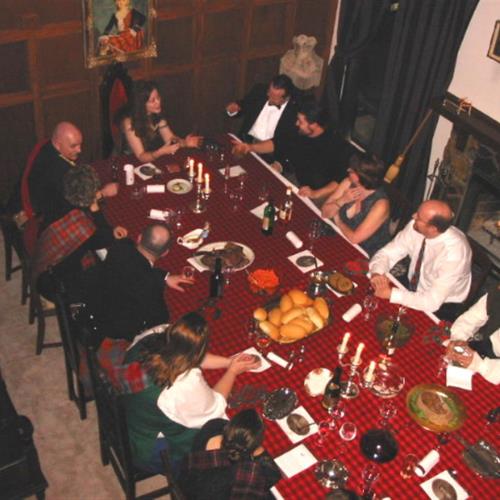 Douglas (right hand side)  at a Robert Burns Supper at Jennifer Nelson's home.