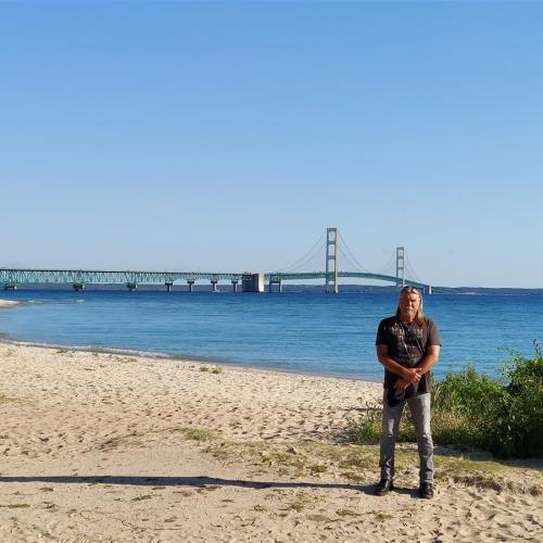 Rick at the Mackinac bridge