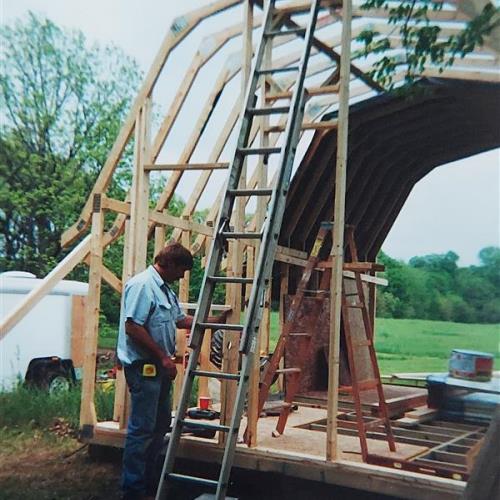 Rick building the barn cabin