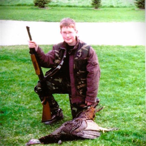 Tyler's first turkey, about 12 years old, Seymour, WI