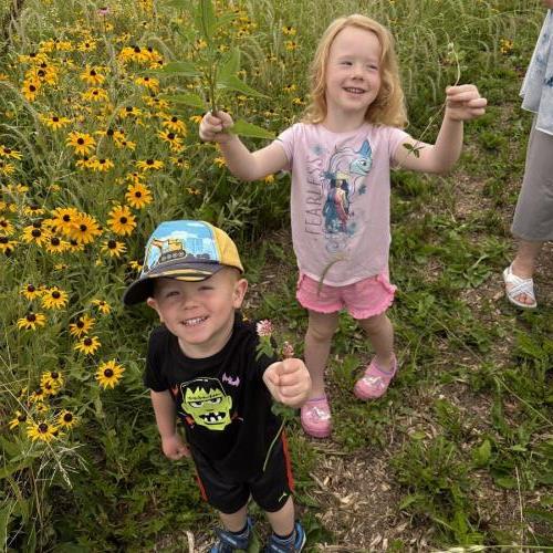 Wildflower field with Colin and Charlotte
