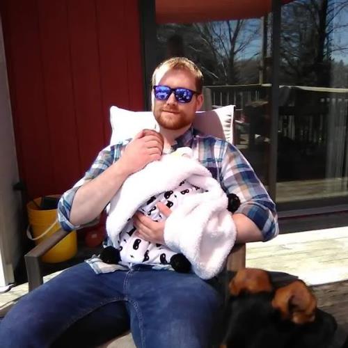 Tyler (30 years old) with his first niece, Pepper, April 2019, Campton HIlls, IL