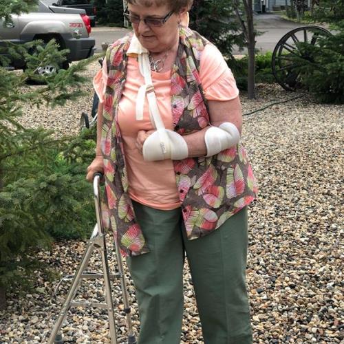 Marilyn learning to walk after her stroke