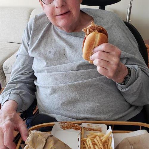 2021- Steve eating McRib sandwich - his favorite