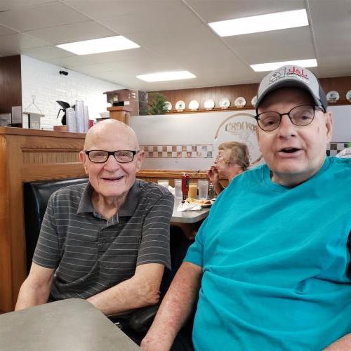 Steve and Gordon enjoying Crouse's Cafe 2022