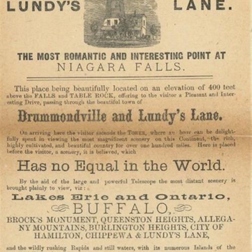A handbill advertising General Scott's Tower at Lundy's Lane.