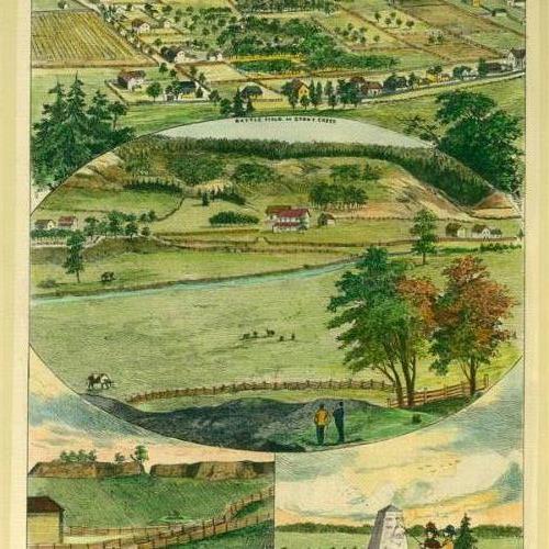 One page of sketches illustrating the battle fields of Ontario from the War of 1812.