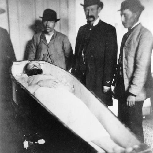 Men viewing the body of Jesse James, 1882.