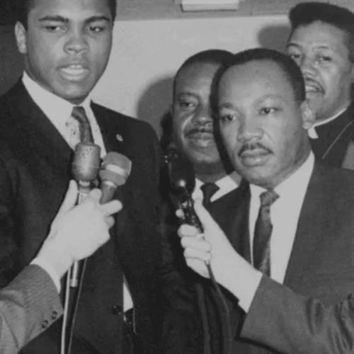 Ali joins Martin Luther King, Jr. in Louisville at a rally for fair housing practices. The open housing demonstrations had protesters calling for a boycott of the Kentucky Derby on the same day, where members of the Ku Klux Klan offered to help keep order. City police and Churchill Downs refused. The two men fought for civil rights but shared different ideals, with King declining the views of the Nation of Islam on integration.